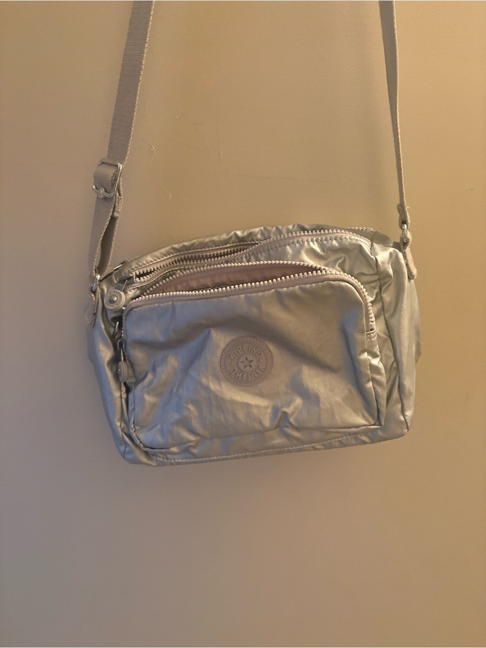 Kipling Metallic Silver Crossbody Bag